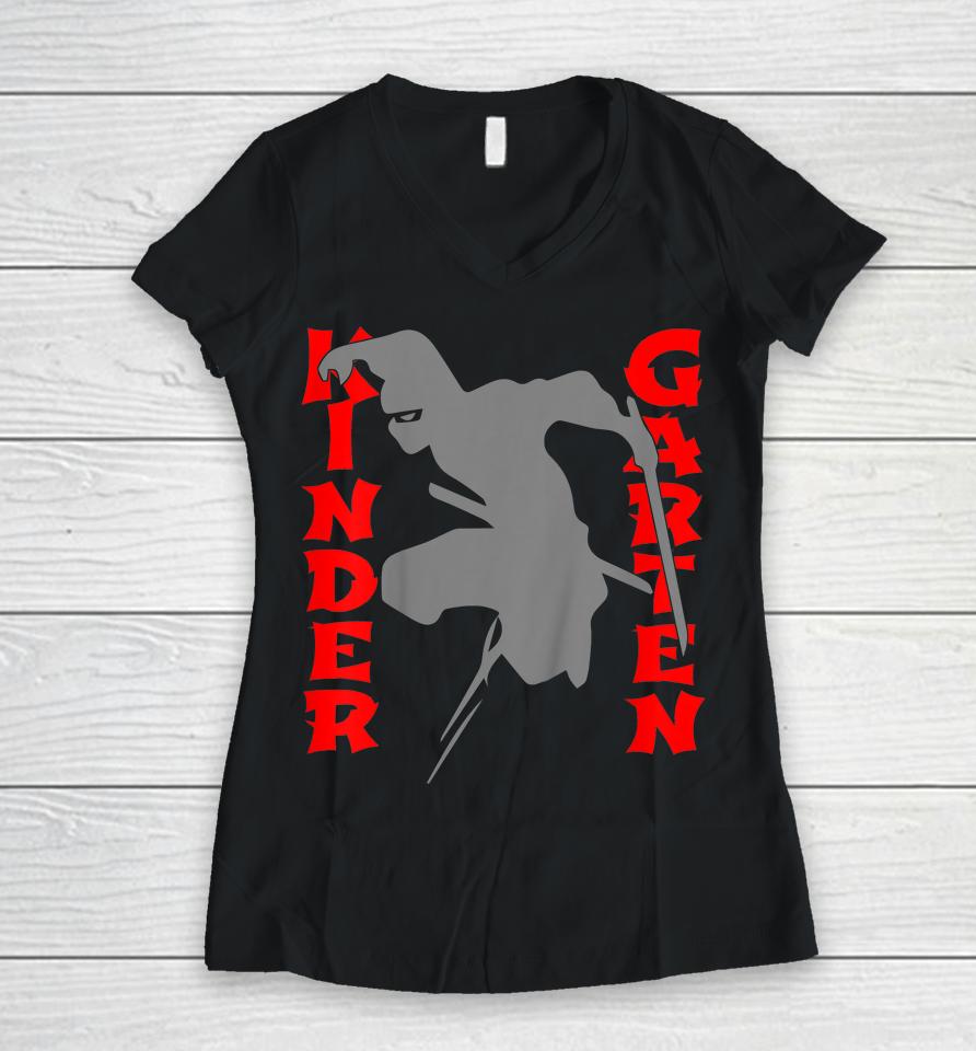 Ninja Back To School Kindergarten Women V-Neck T-Shirt