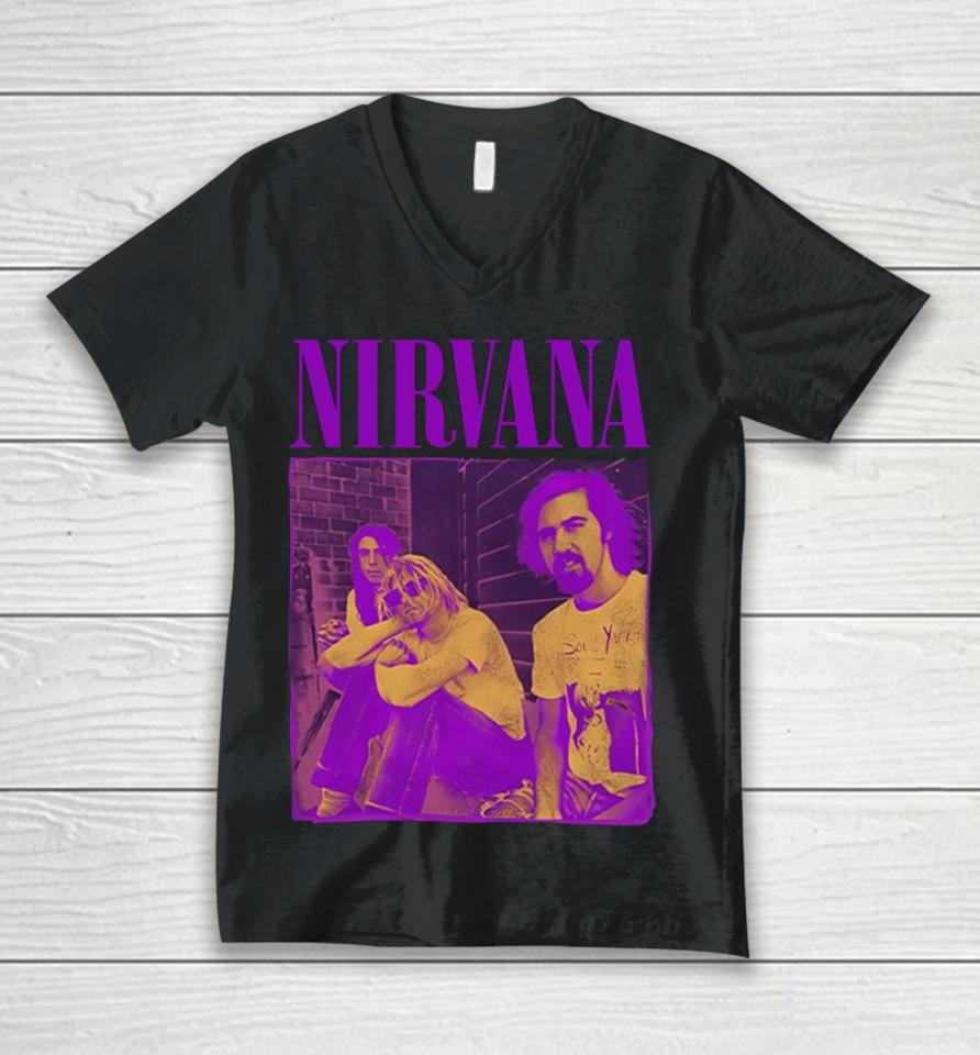 Nirvana Purple Group Unisex V-Neck T-Shirt