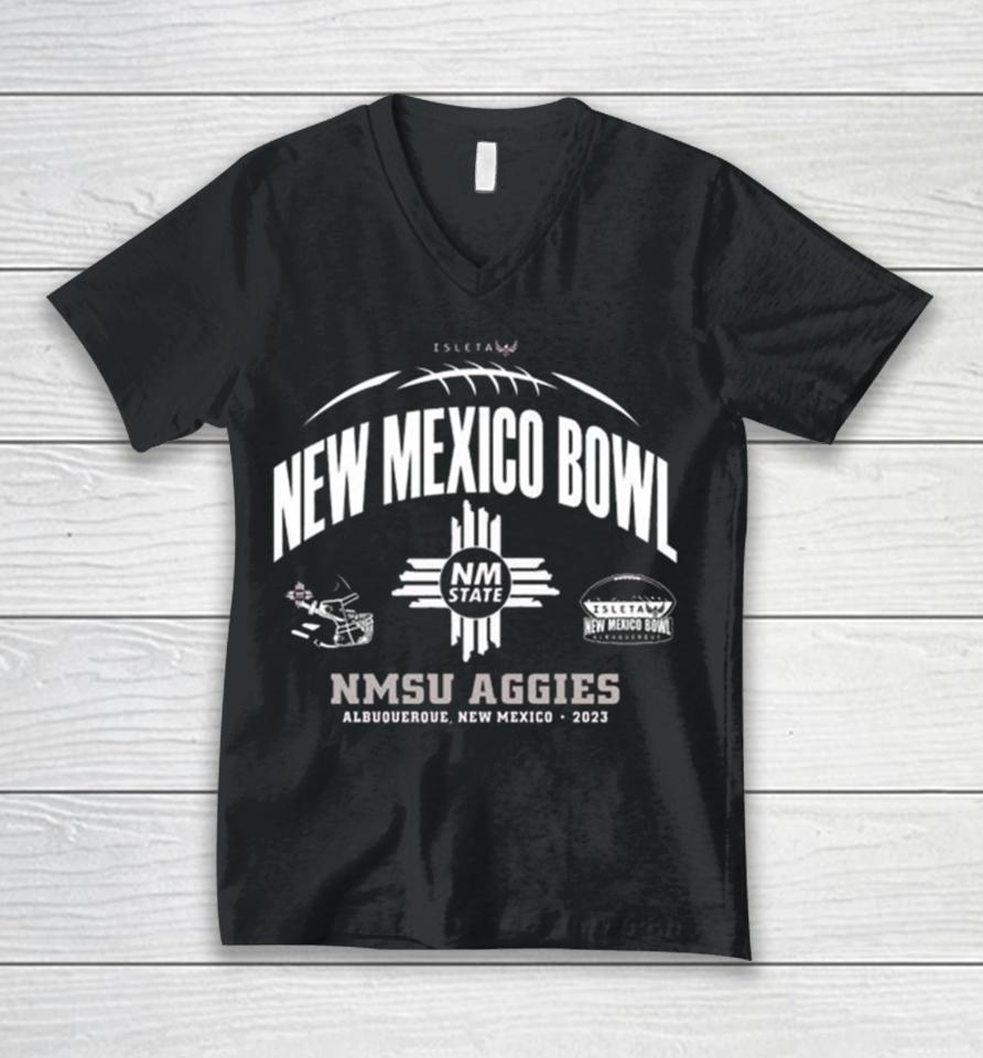 Nmsu Aggies 2023 New Mexico Bowl Albuquerque Unisex V-Neck T-Shirt