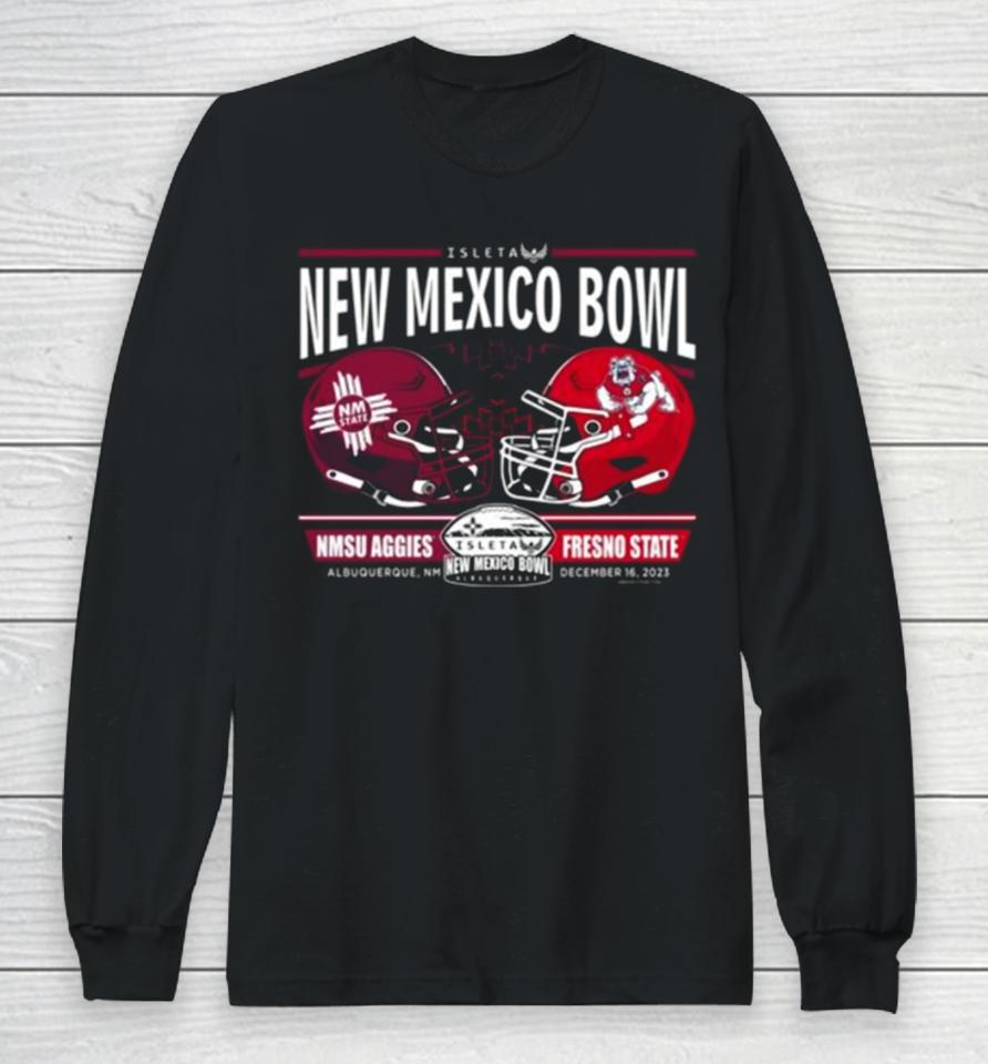 Nmsu Aggies Vs Fresno State Football 2023 New Mexico Bowl Helmet Long Sleeve T-Shirt