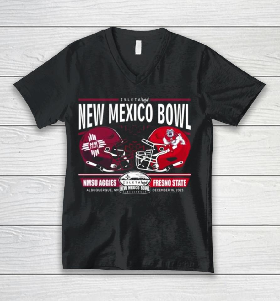 Nmsu Aggies Vs Fresno State Football 2023 New Mexico Bowl Helmet Unisex V-Neck T-Shirt