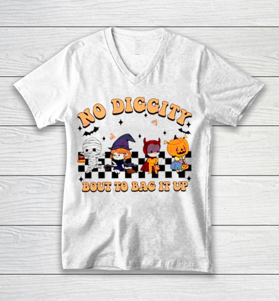 No Diggity Bout To Bag It Up Halloween Funny Unisex V-Neck T-Shirt