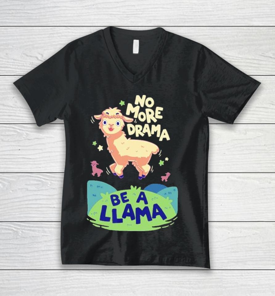 No More Drama Be A Llamas Jumping Unisex V-Neck T-Shirt