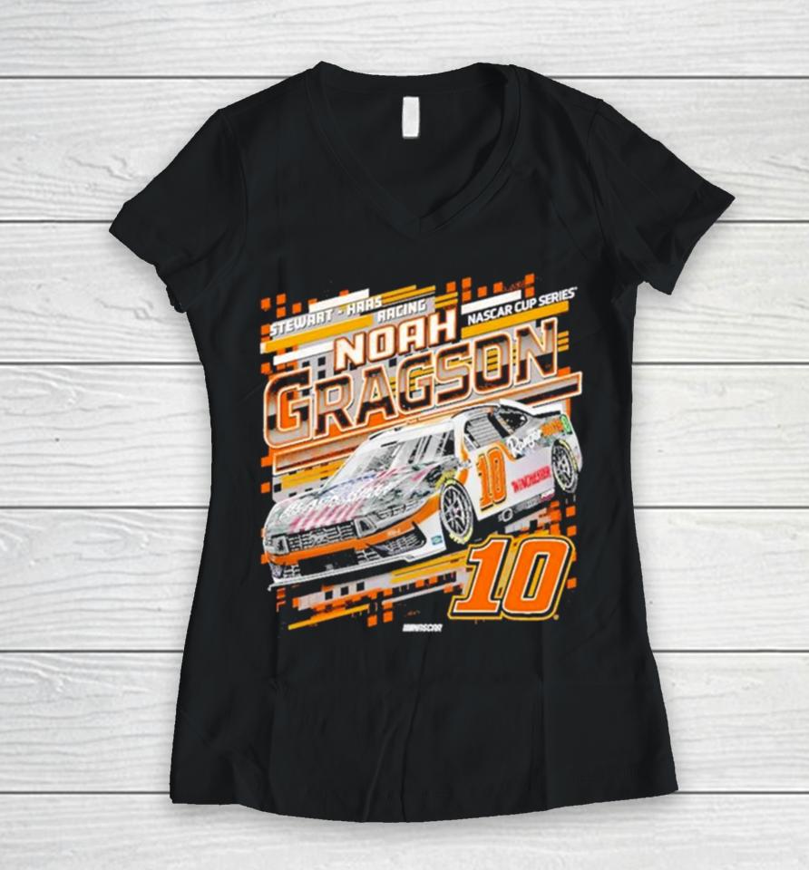 Noah Gragson Stewart Haas Racing Team Collection Black Draft Women V-Neck T-Shirt
