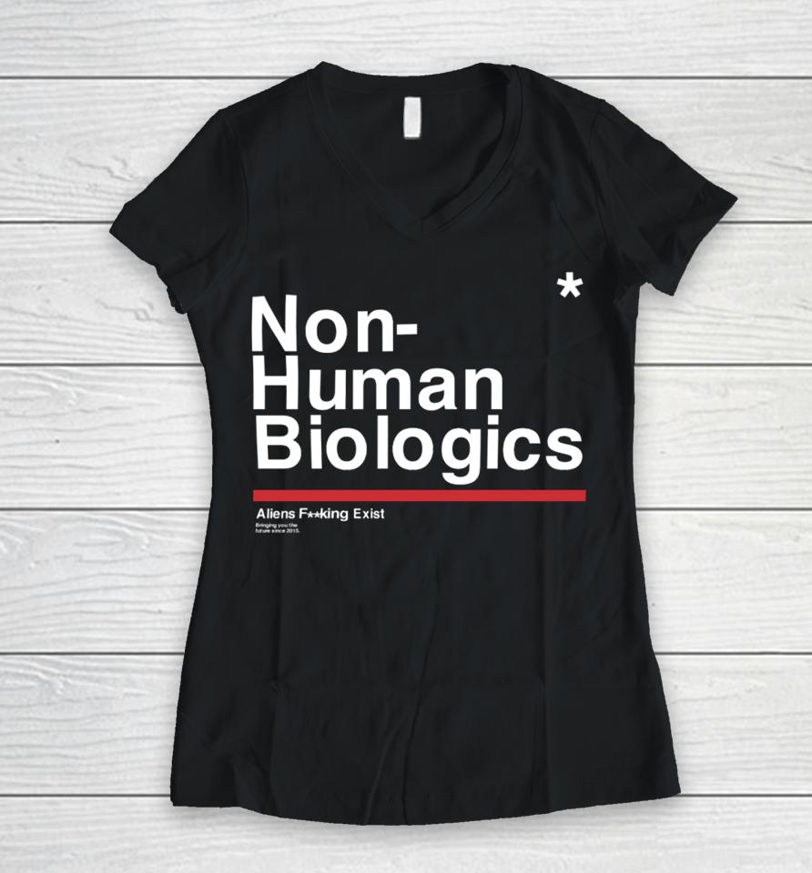 Non- Human Biologics Women V-Neck T-Shirt