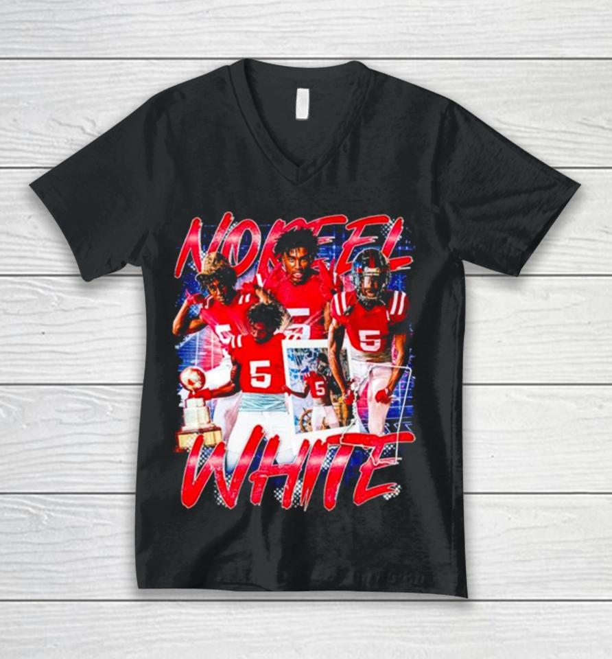 Noreel White Ole Miss Rebels Vintage Unisex V-Neck T-Shirt