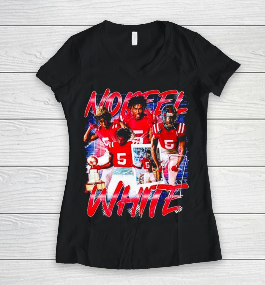 Noreel White Ole Miss Rebels Vintage Women V-Neck T-Shirt