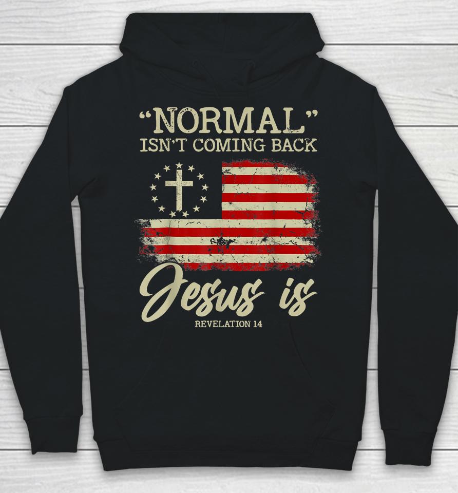 Normal Isn't Coming Back But Jesus Is Revelation 14 Usa Flag Hoodie
