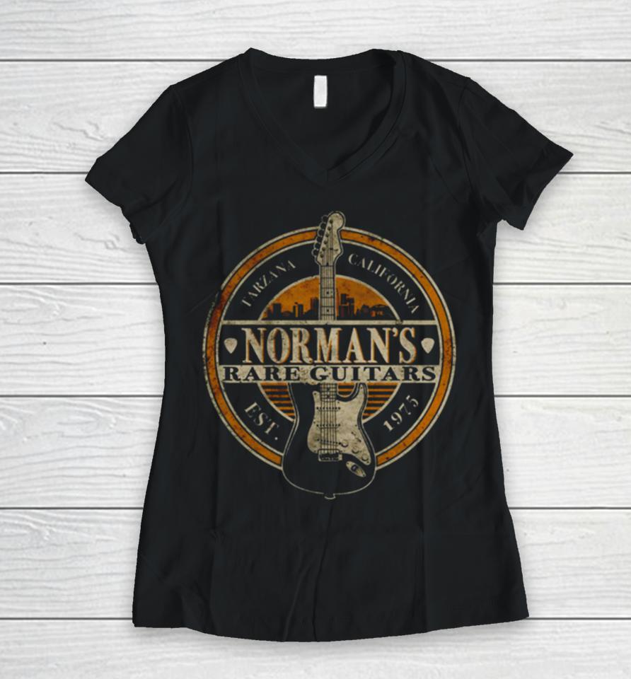 Norman S Rare Guitars Halloween Day Thanksgiving Christmas Day Women V-Neck T-Shirt