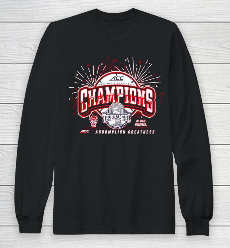 North Carolina State Wolfpack 2024 Acc Men’s Basketball Conference Tournament Champions Long Sleeve T-Shirt