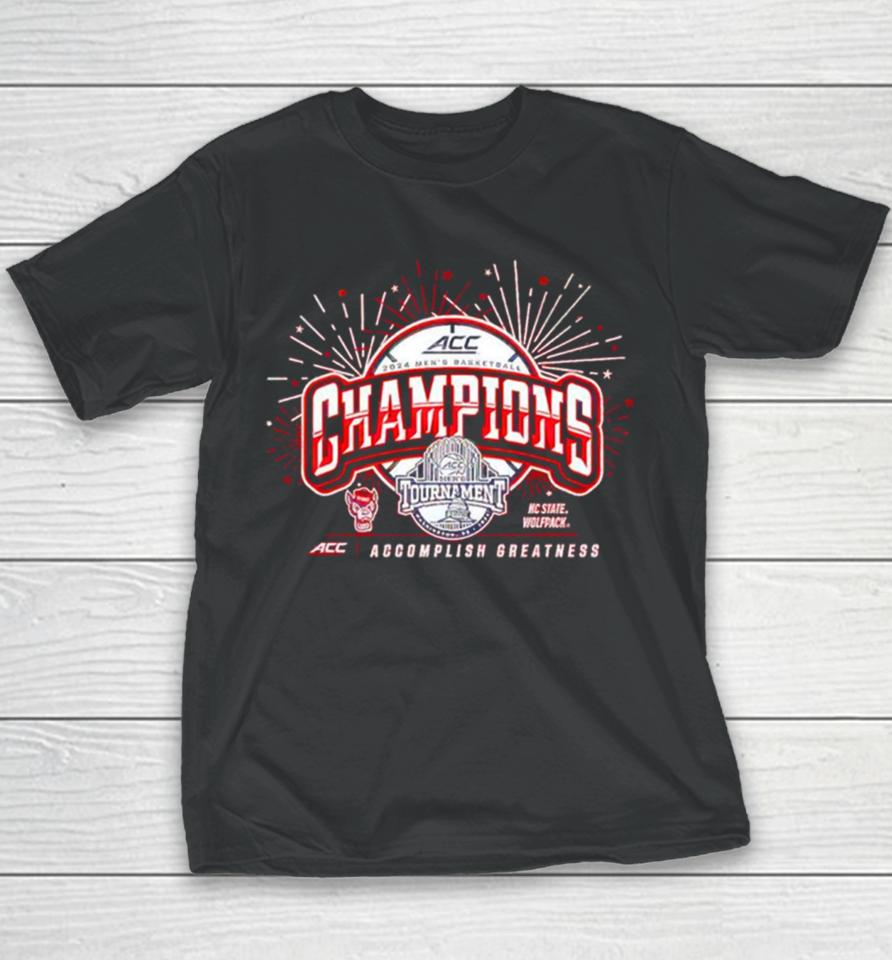 North Carolina State Wolfpack 2024 Acc Men’s Basketball Conference Tournament Champions Youth T-Shirt