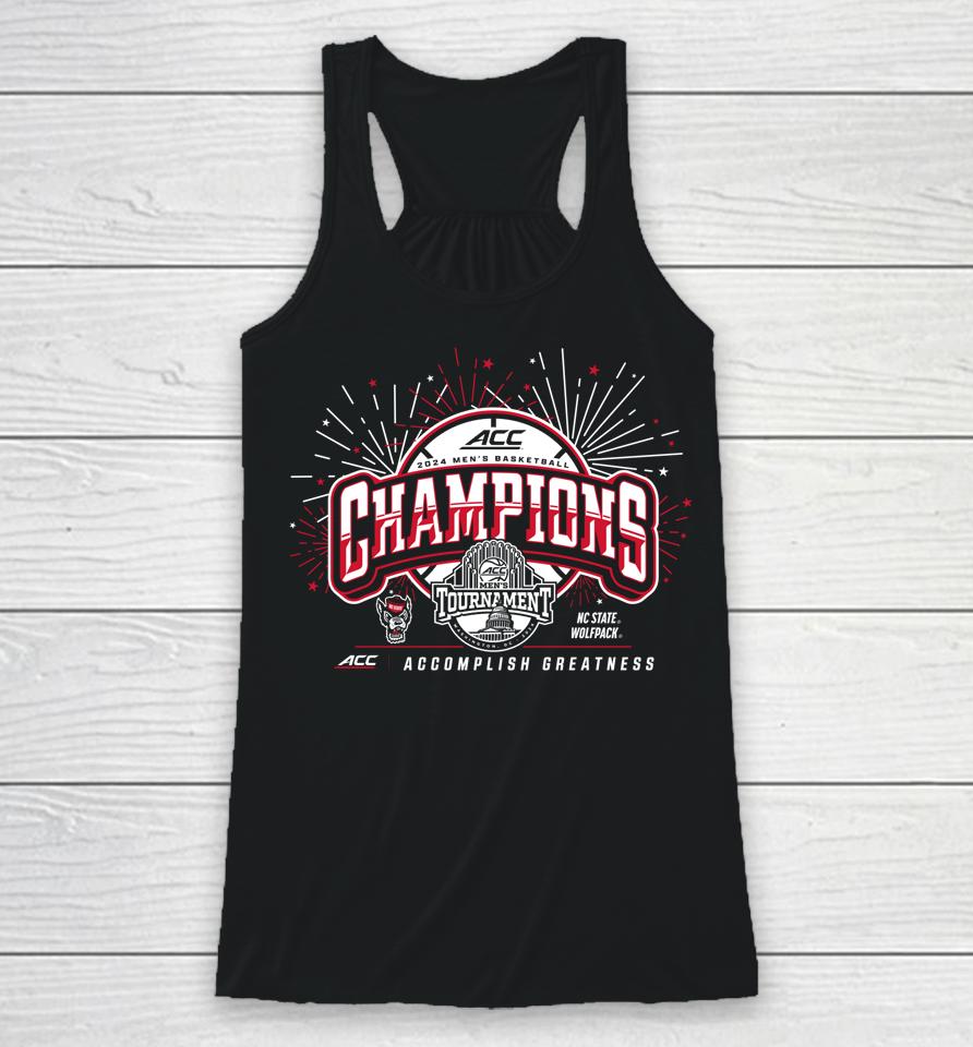 North Carolina State Wolfpack Acc Champs 2024 Basketball Racerback Tank
