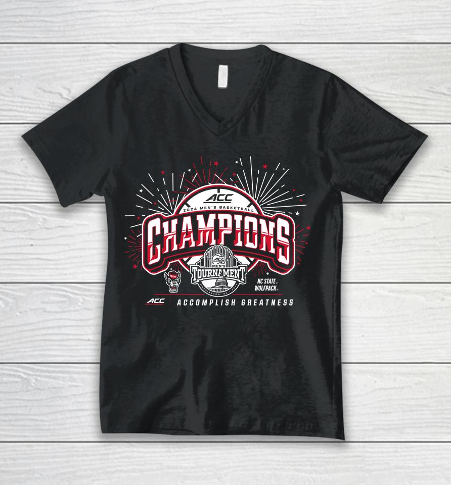North Carolina State Wolfpack Acc Champs 2024 Basketball Unisex V-Neck T-Shirt