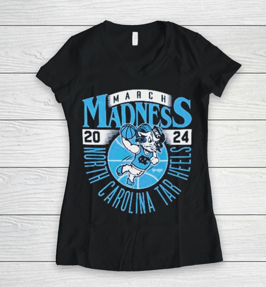 North Carolina Tar Heels 2024 Ncaa March Madness Retro Women V-Neck T-Shirt