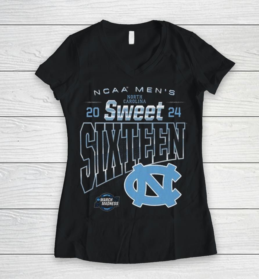 North Carolina Tar Heels 2024 Ncaa Men’s Sweet Sixteen Women V-Neck T-Shirt