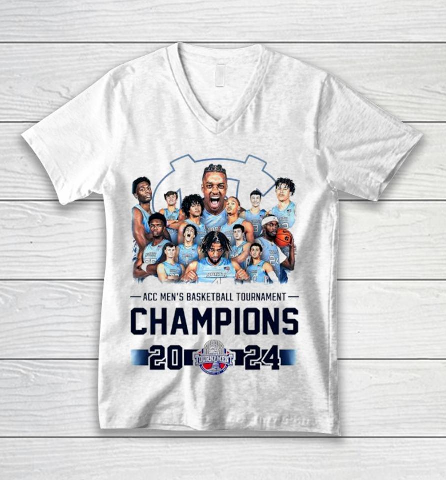 North Carolina Tar Heels Acc Men’s Basketball Tournament Champions 2024 Unisex V-Neck T-Shirt