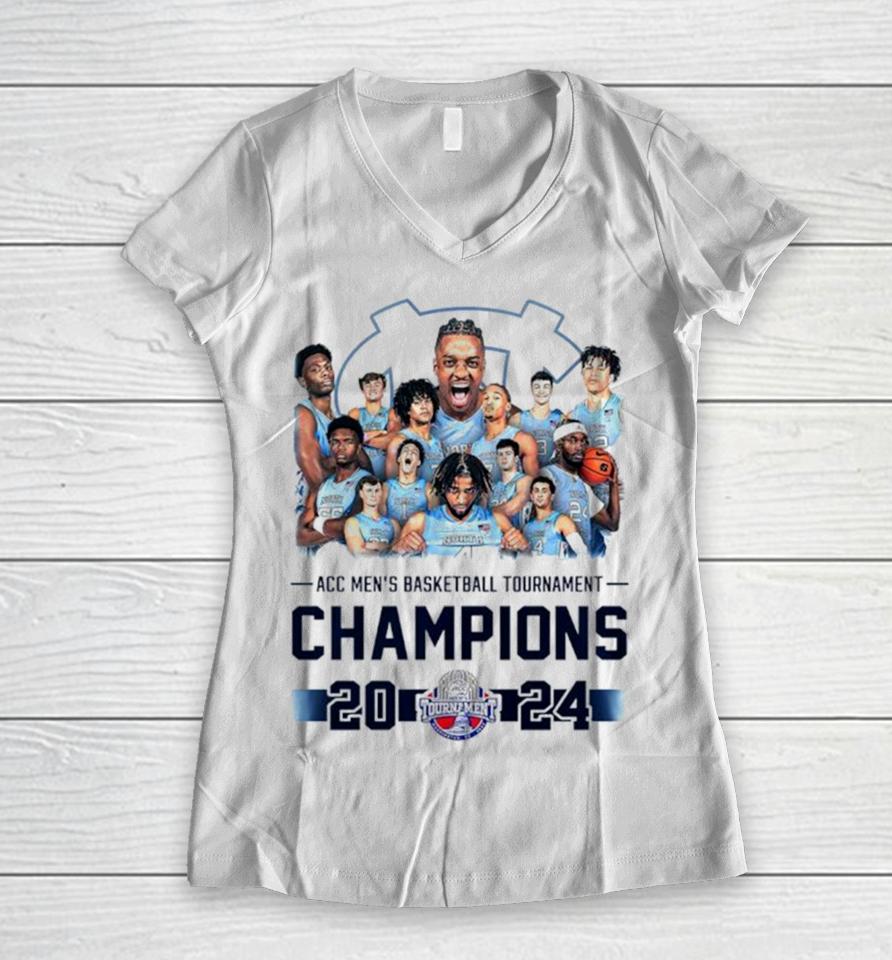 North Carolina Tar Heels Acc Men’s Basketball Tournament Champions 2024 Women V-Neck T-Shirt