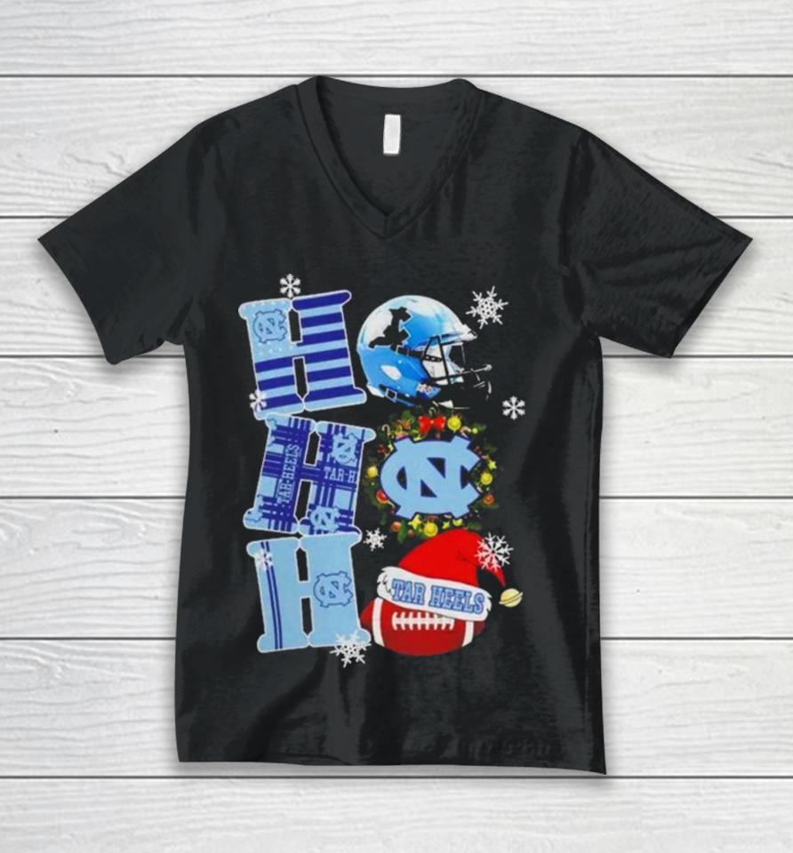 North Carolina Tar Heels Ncaa Ho Ho Ho Christmas Unisex V-Neck T-Shirt