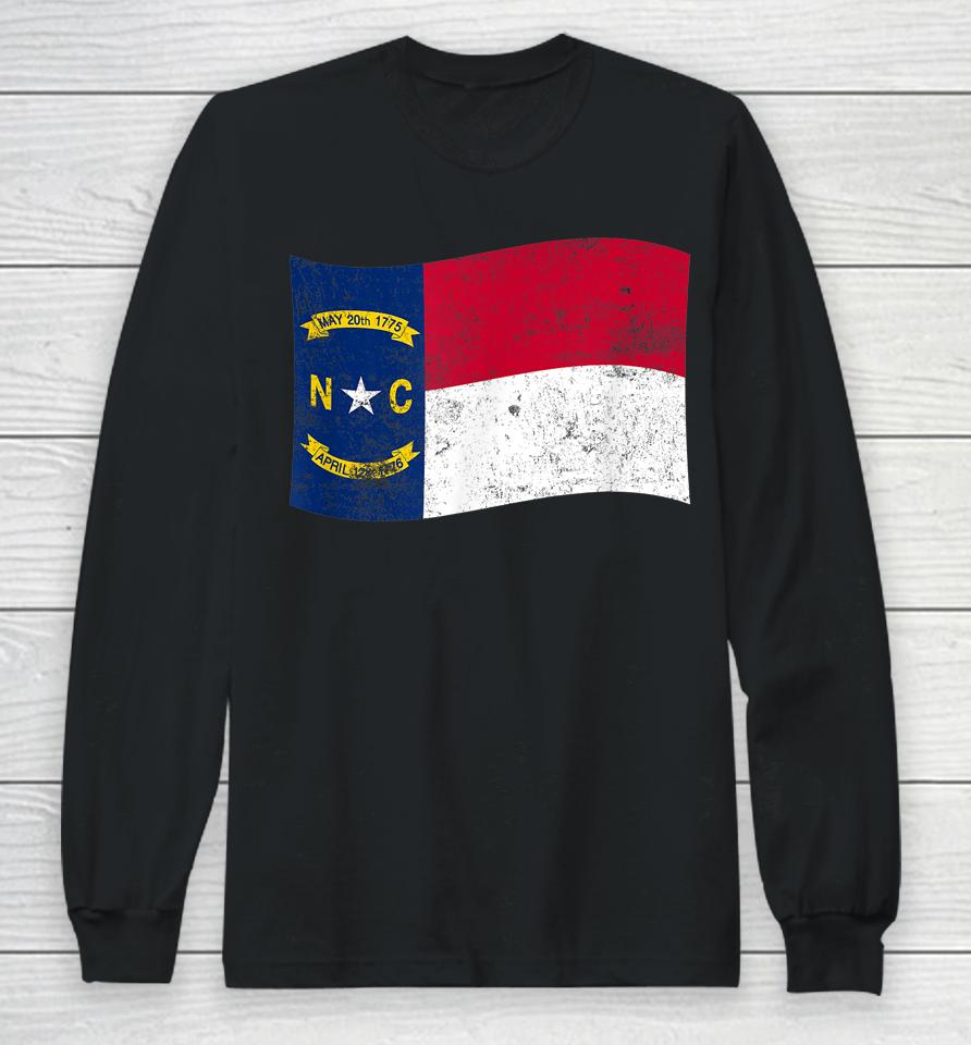 North Carolina Waving State Flag – Nc North Carolinian Long Sleeve T-Shirt