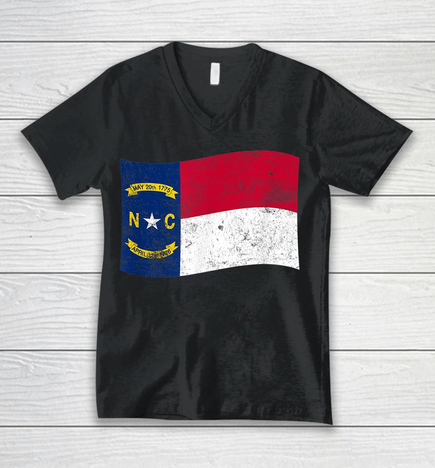 North Carolina Waving State Flag – Nc North Carolinian Unisex V-Neck T-Shirt