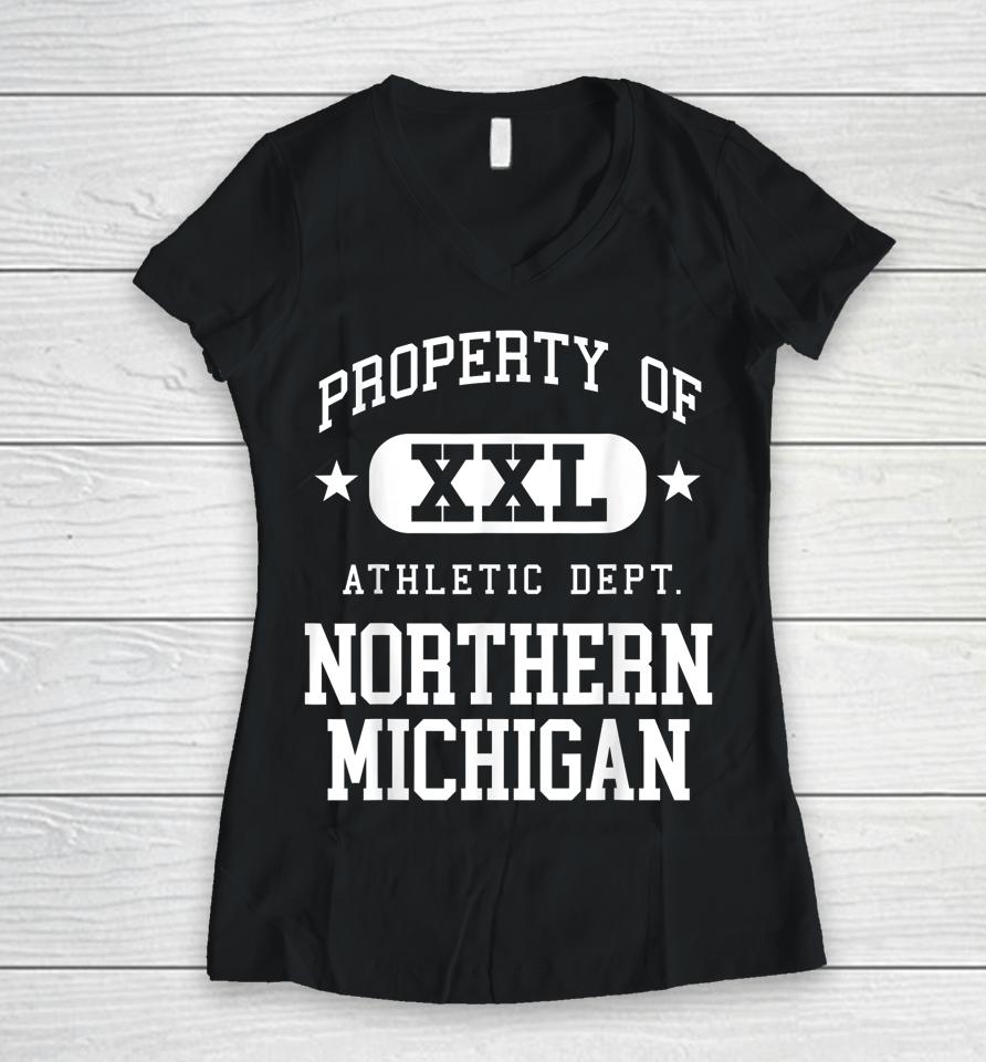 Northern Michigan Xxl Athletic School Property Funny Women V-Neck T-Shirt