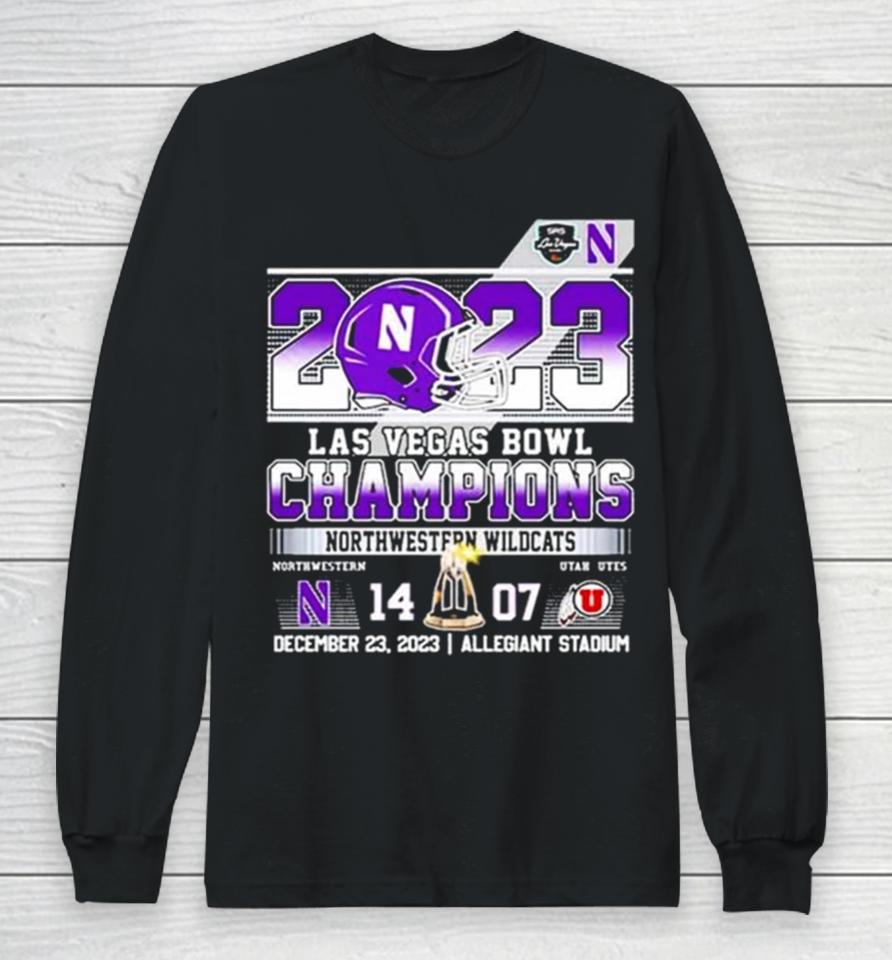 Northwestern Wildcats 2023 Las Vegas Bowl Champions 14 07 Long Sleeve T-Shirt