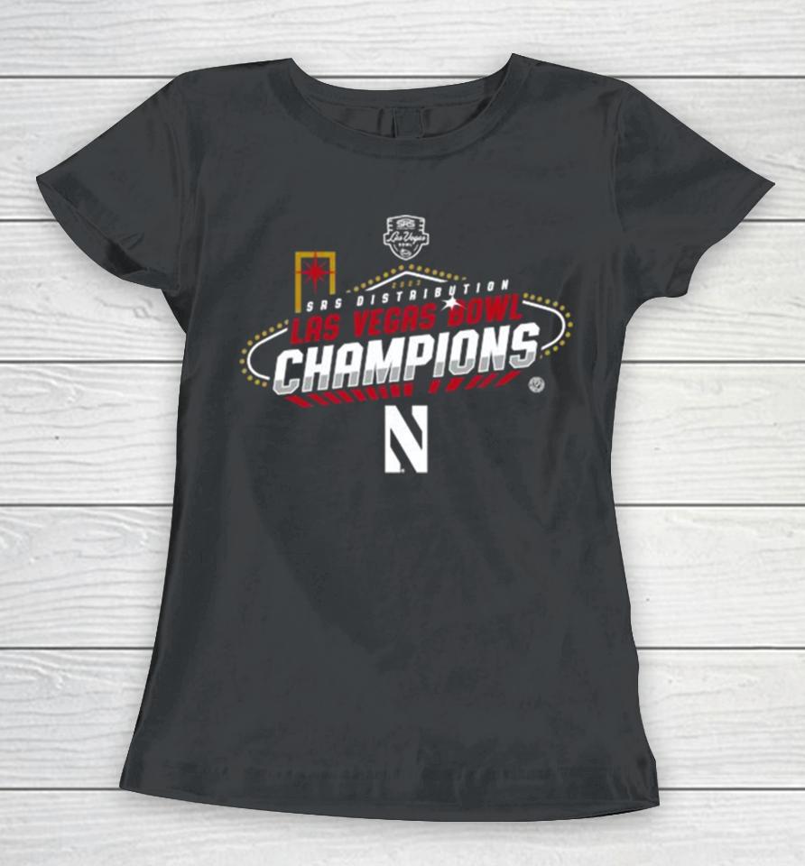 Northwestern Wildcats 2023 Srs Las Vegas Bowl Champions Women T-Shirt