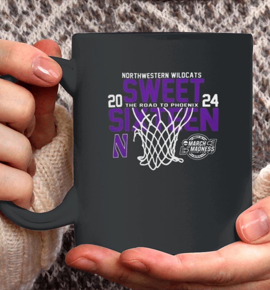 Northwestern Wildcats 2024 Sweet 16 The Road To Phoenix March Madness Coffee Mug