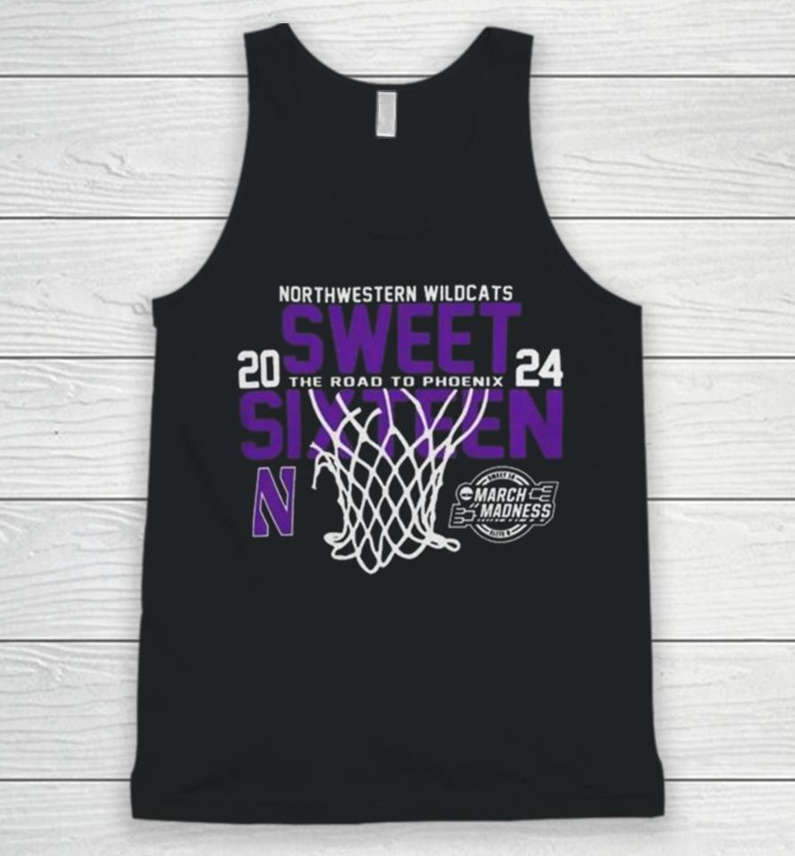 Northwestern Wildcats 2024 Sweet 16 The Road To Phoenix March Madness Unisex Tank Top