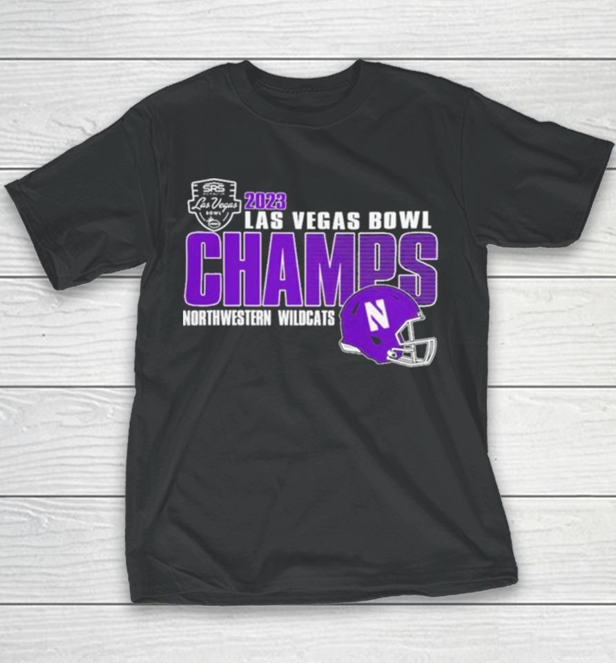 Northwestern Wildcats Champions 2023 Las Vegas Bowl Youth T-Shirt