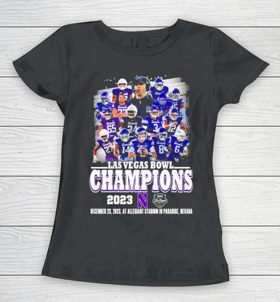 Northwestern Wildcats Football 2023 Las Vegas Bowl Champions Women T-Shirt