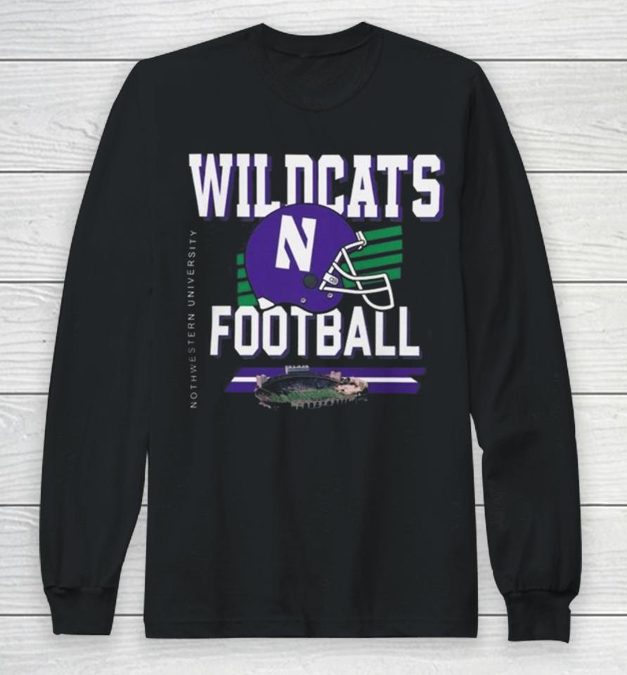 Northwestern Wildcats Helmet And Ryan Field Long Sleeve T-Shirt