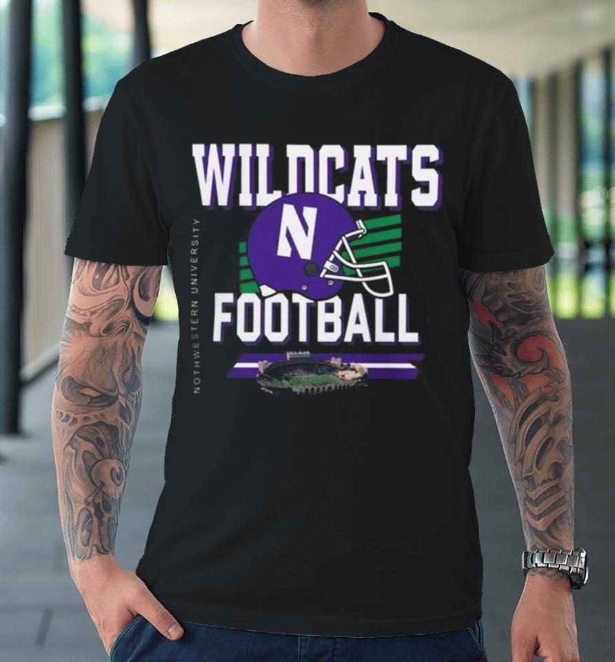 Northwestern Wildcats Helmet And Ryan Field Premium T-Shirt