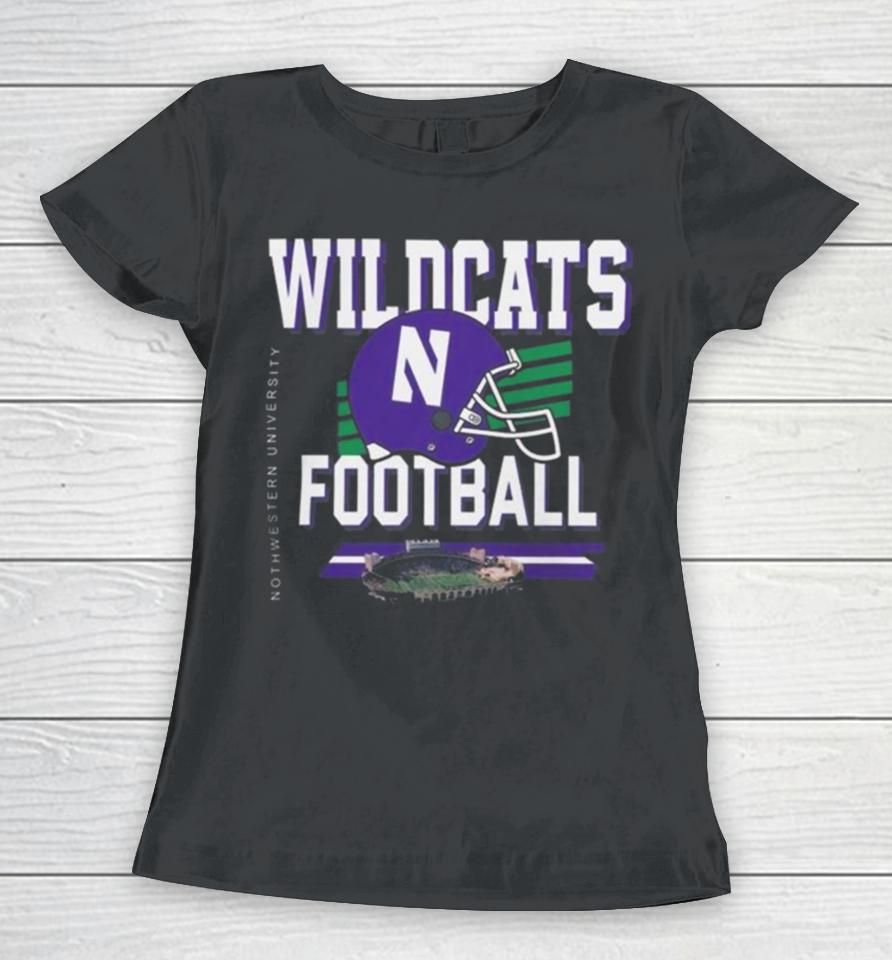 Northwestern Wildcats Helmet And Ryan Field Women T-Shirt