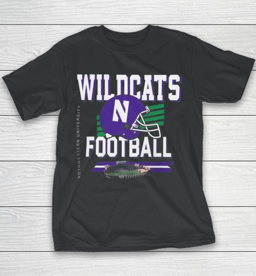 Northwestern Wildcats Helmet And Ryan Field Youth T-Shirt