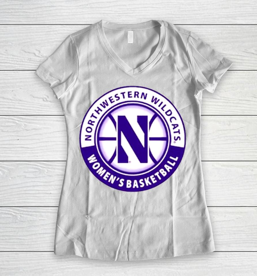 Northwestern Wildcats Women’t Basketball Logo Women V-Neck T-Shirt