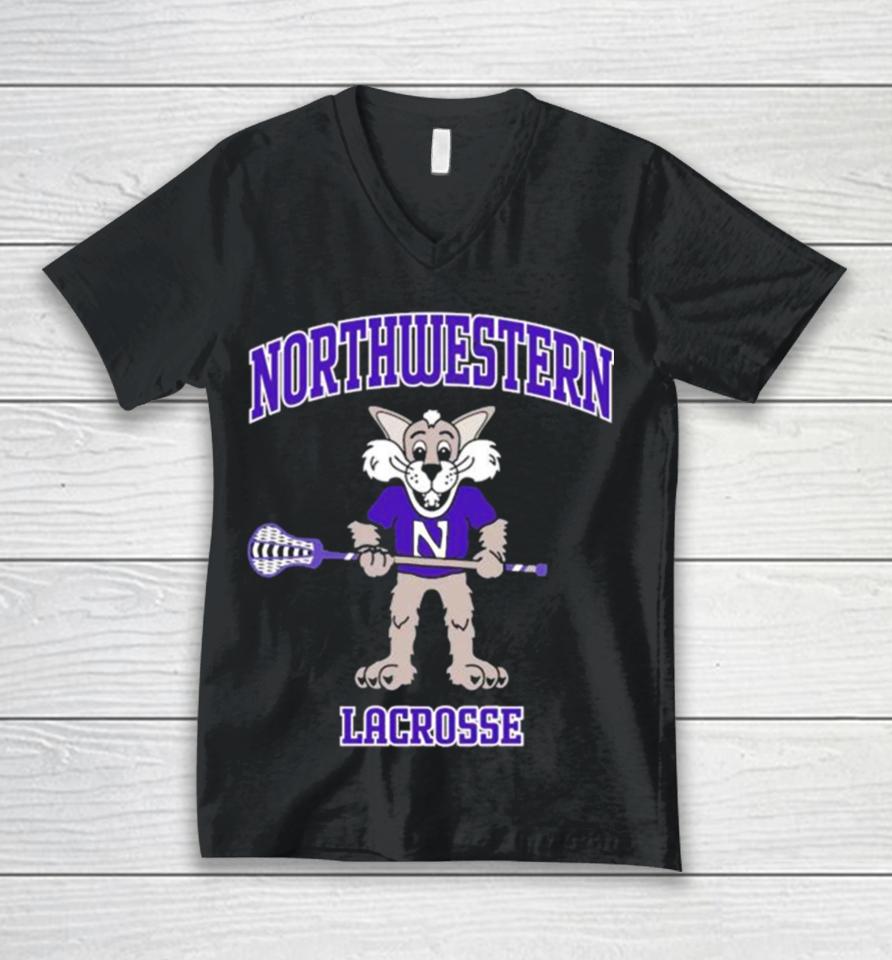 Northwestern Wildcats Youth Willie Lacrosse Unisex V-Neck T-Shirt