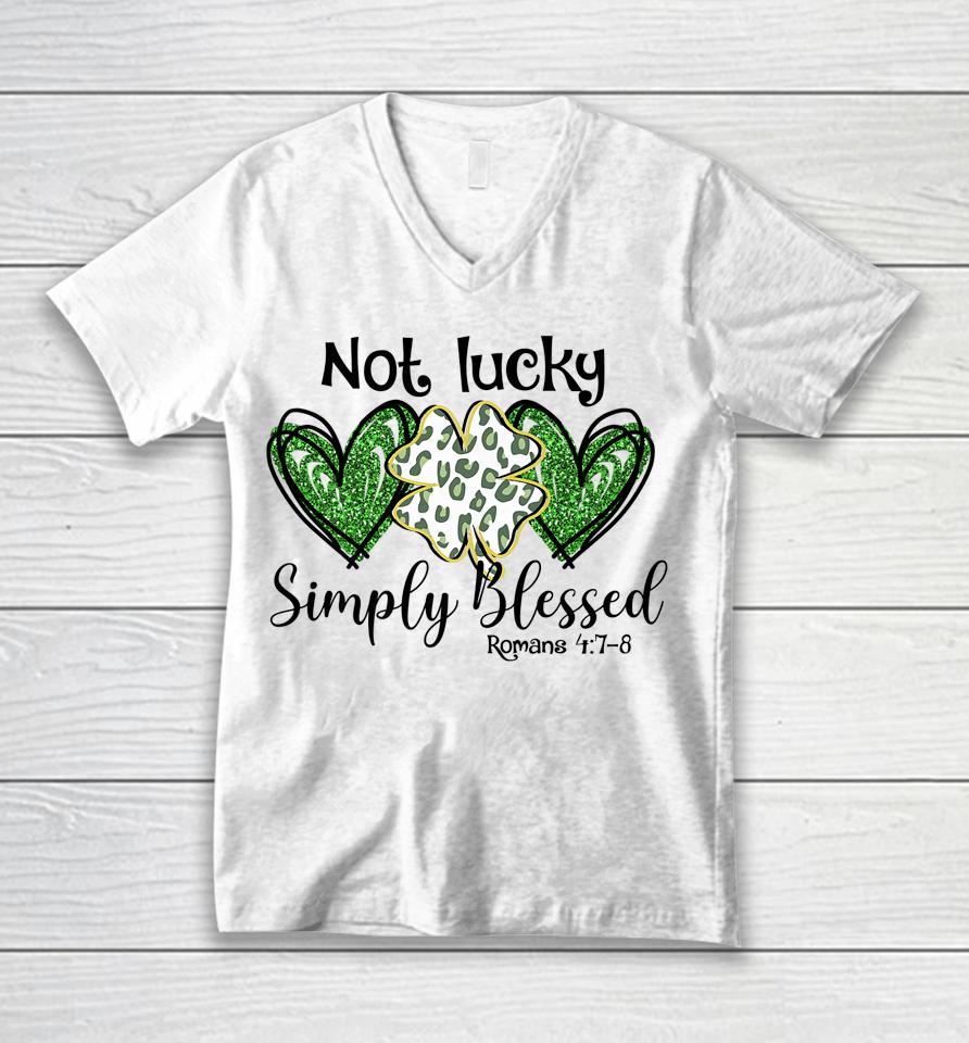 Not Lucky Just Blessed Leopard Shamrock Irish St Patrick's Day Unisex V-Neck T-Shirt