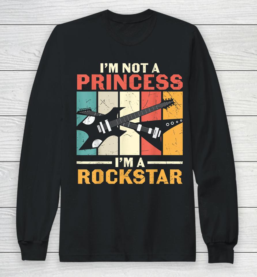 Not Princess Rockstar Vintage Guitar Guitarist Band Player Long Sleeve T-Shirt