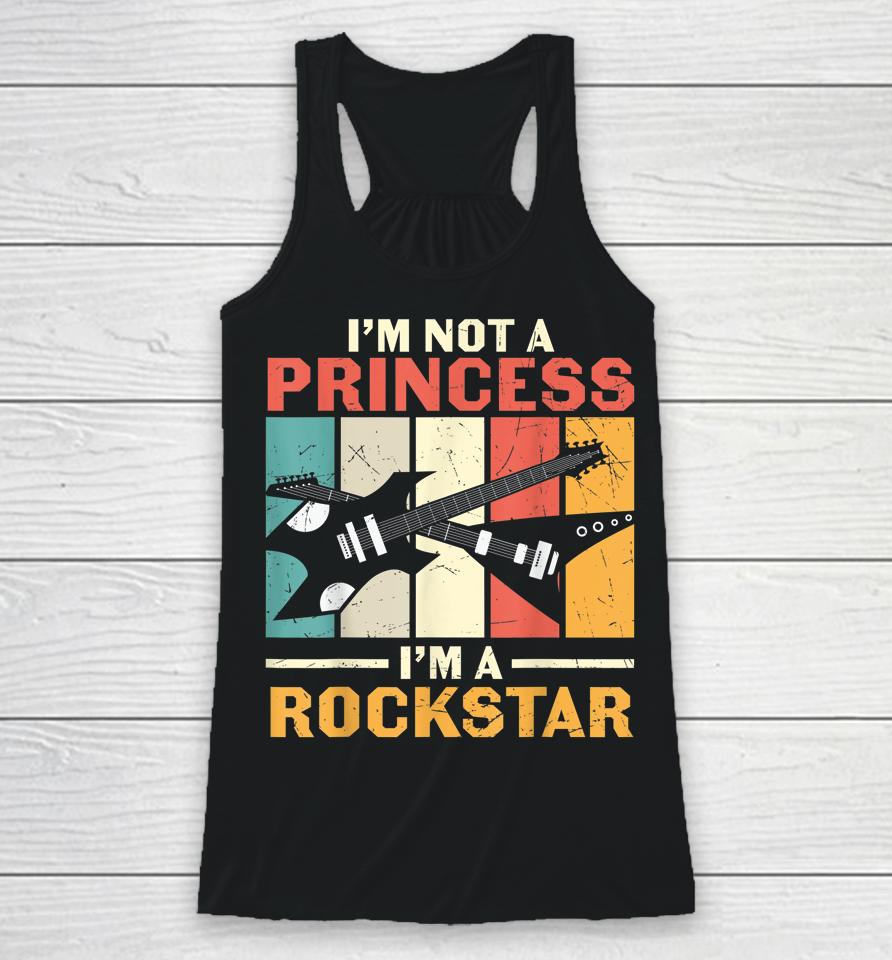 Not Princess Rockstar Vintage Guitar Guitarist Band Player Racerback Tank