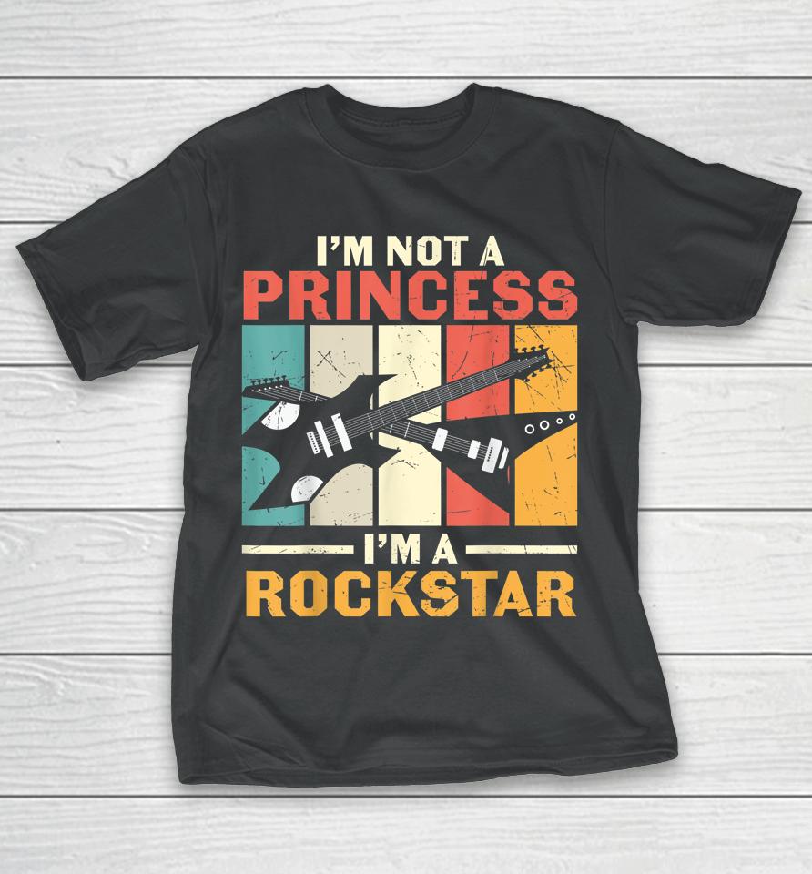 Not Princess Rockstar Vintage Guitar Guitarist Band Player T-Shirt