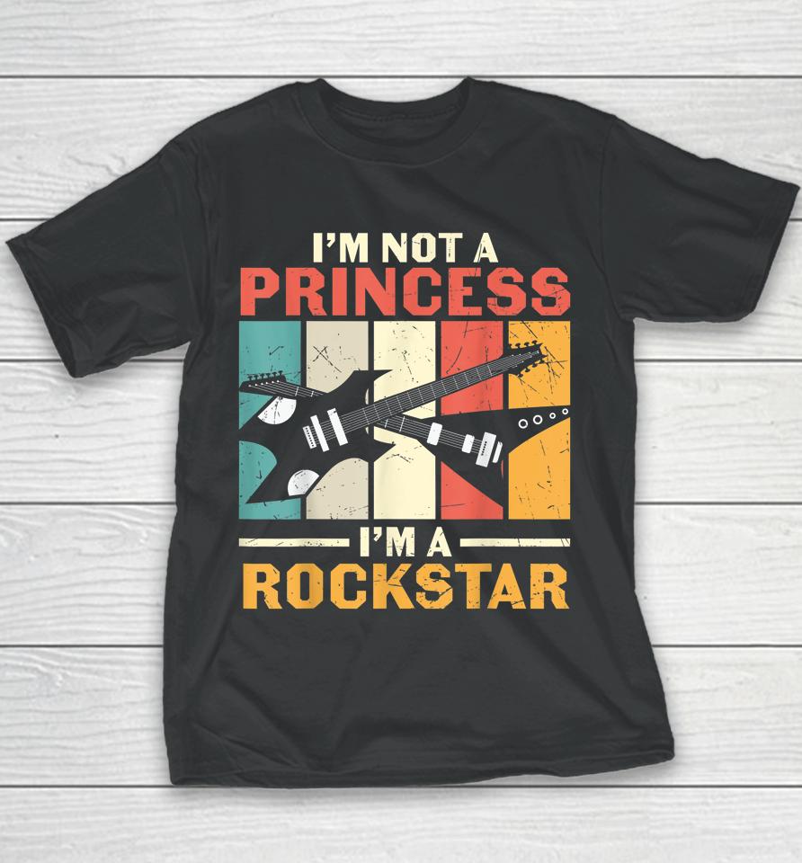 Not Princess Rockstar Vintage Guitar Guitarist Band Player Youth T-Shirt