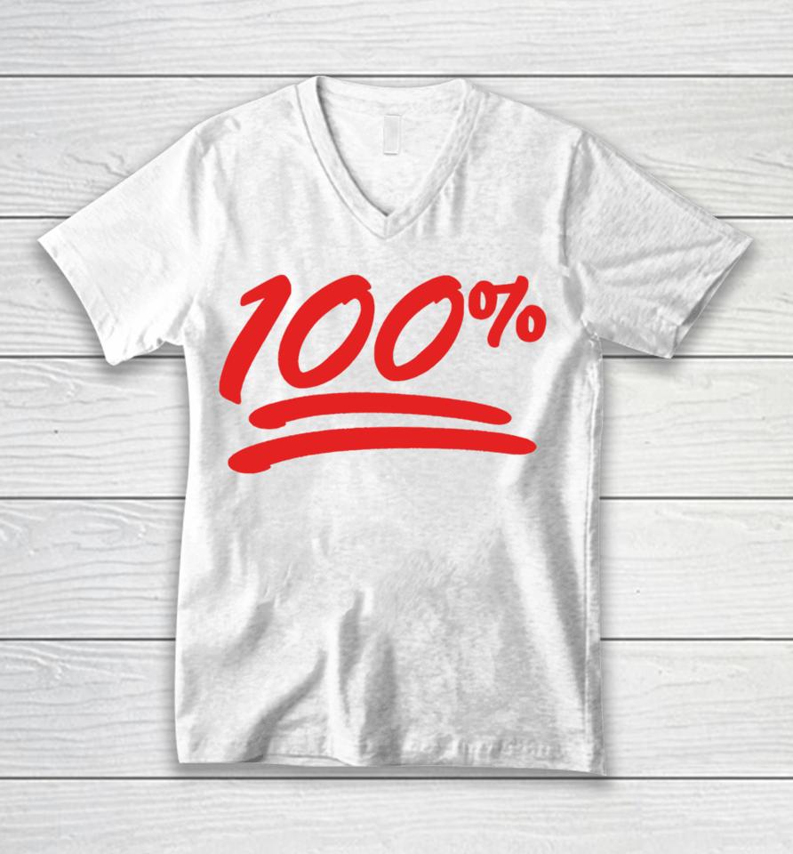 Not The Bee Shop 100% Emoji Unisex V-Neck T-Shirt