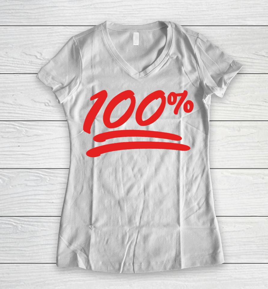 Not The Bee Shop 100% Emoji Women V-Neck T-Shirt