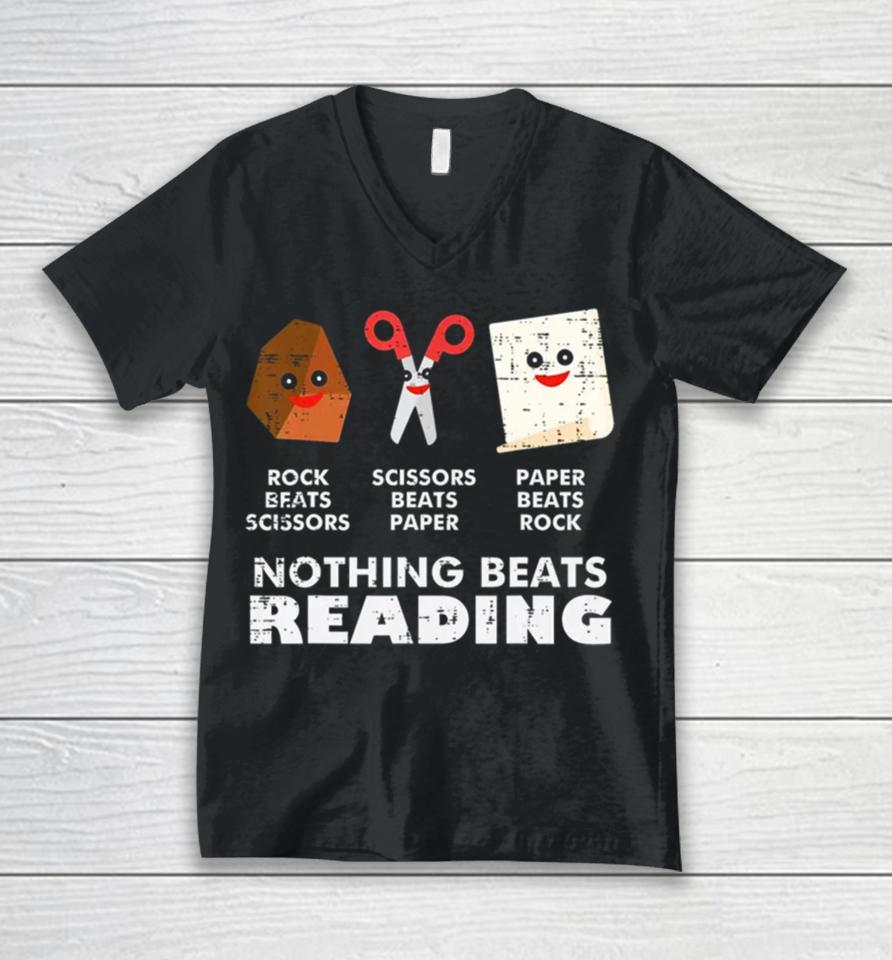 Nothing Beats Reading Book Librarian Across America Kids Unisex V-Neck T-Shirt