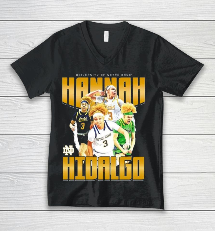 Notre Dame 2024 Ncaa Women’s Basketball Hannah Hidalgo 2023 – 2024 Post Season Unisex V-Neck T-Shirt