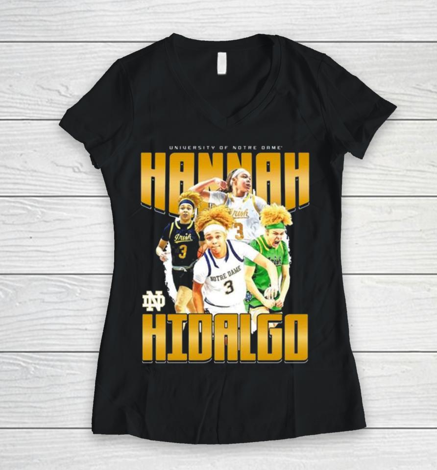 Notre Dame 2024 Ncaa Women’s Basketball Hannah Hidalgo 2023 – 2024 Post Season Women V-Neck T-Shirt