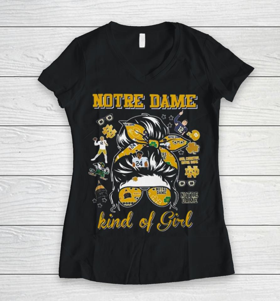 Notre Dame Fighting Irish Kind Of Girl Women V-Neck T-Shirt