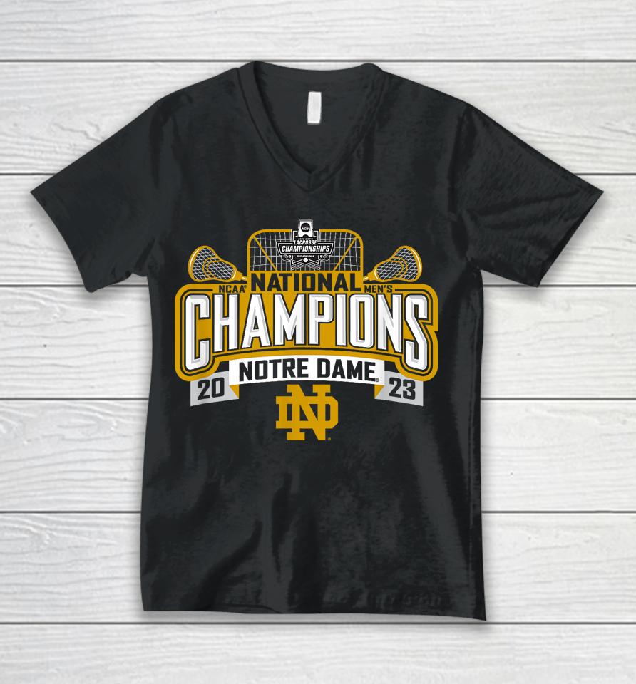Notre Dame Fighting Irish National Champs Lacrosse 2023 Unisex V-Neck T-Shirt