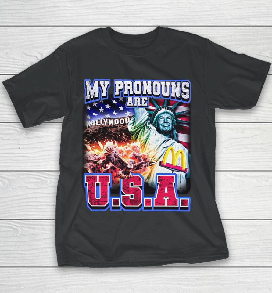 Notsafeforwear Store My Pronouns Are U.s.a. Youth T-Shirt
